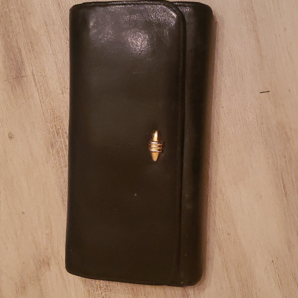 NWOT Preston and York black leather wallet with checkbook holder.
